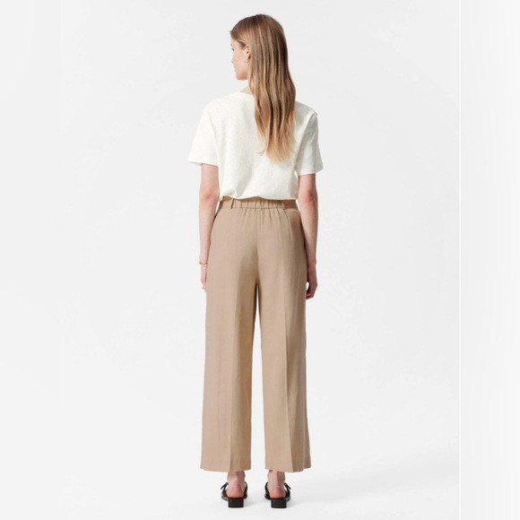 & Other Stories Tailored High Waist Trousers Cropped Beige Size 4 Like New - Picture 2 of 11